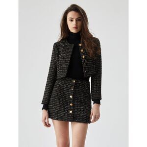 COMMENSE SALESEQUINED ZIP-BACK BUTTONED MINI‎ SKIRT SIZE L/8-10